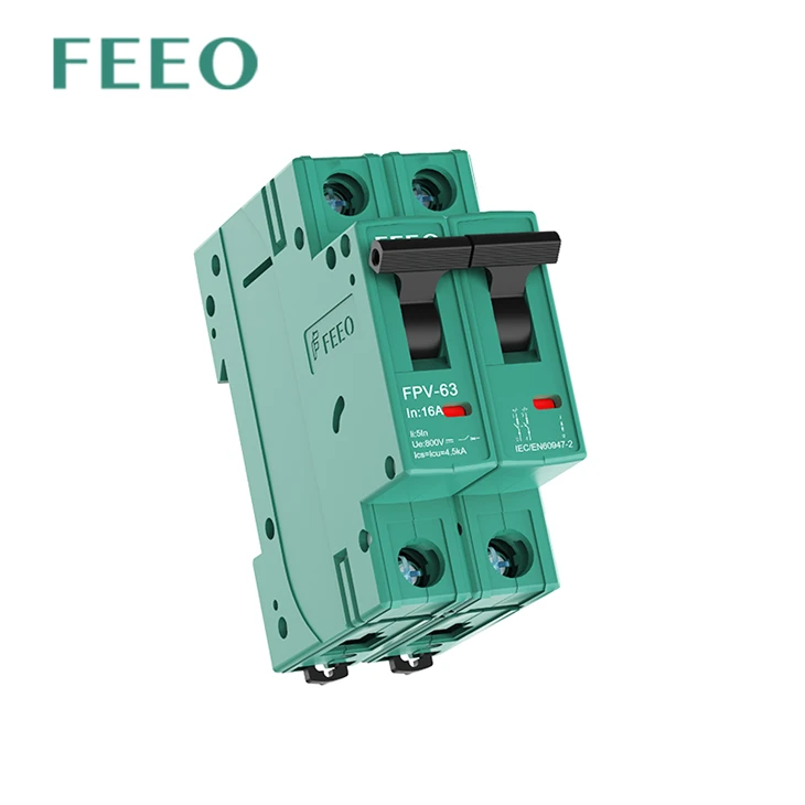Disyuntor solar de CC FEEO 16A 32A 250V 2P 550VDC 800VDC TUV